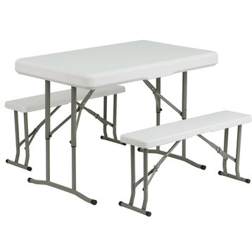 Flash Furniture Plastic Folding Table and Benche