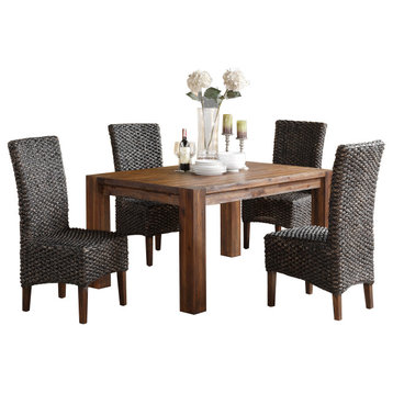 Millstone Modern 5PC Rectangle Table, 4 Hyacinth Chair Dining Brown