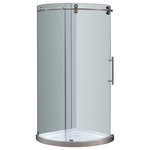Aston - Orbitus 36"x36"x77.5" Frameless Round Shower Enclosure+Base Stainless Right Open - The SEN980 Completely Frameless Round Shower Door Enclosure is a engineering masterpiece that will instantly upgrade the style and feel of your bath. Constructed of durable 8mm ANSI-certified tempered clear glass, 4-wheel industrial chic smooth sliding mechanism, stainless steel or chrome finish hardware, and premium clear leak-seal edge strips, the SEN980 is the optimal, beautiful choice for a corner shower renovation . This model includes the matching 2.5