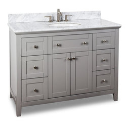 48 inch Grey Finish Bathroom Vanity Carrera Marble Countertop - Bathroom Vanities And Sink Consoles