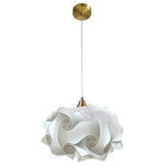 EQ Light - Cloud Pendant Light, Gold, Small - The Cloud Pendant Light makes a stunning accent piece in a dining room, entryway or kitchen. This elegant pendant light has silver steel construction and a round shade made from white spiral polypropylene pieces. Hang it in a contemporary style home for a cohesive look.