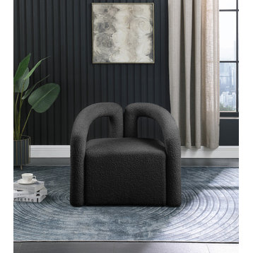 Otto Boucle Fabric Upholstered Accent Chair, Black
