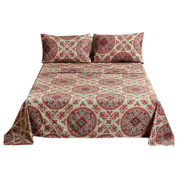 Tache Bohemian Chic Mandala Paisley Flat Sheet, Queen