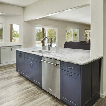 Contemporary Blue and Gray Kitchen