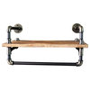 OS Home and Office 27" Pipe Shelf and Clothes Rack, Reclaimed Aged Wood