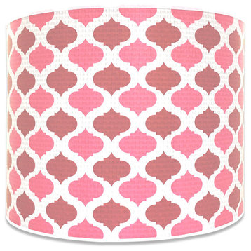 2-Tone Pink Mediterranean Hard Back Lampshade, Pink, 10"x10"x8"