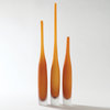 Tall Frosted Red Orange Art Glass Spire Bottle Vase 20" Bright Color Modern Slim