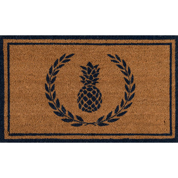 Erin Gates by Momeni Park Pineapple Navy Hand Woven Natural Coir Doormat