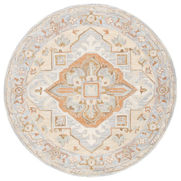 Safavieh Heritage Hg920B Traditional Rug, Beige and Gray, 6'0"x6'0" Round