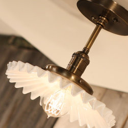 Pendant Lighting with Opal Pleated Glass Shade - Products