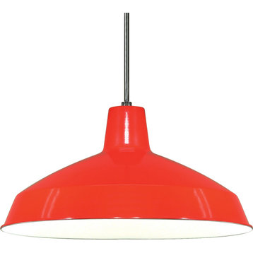1-Light Warehouse Shade Pendant in Red