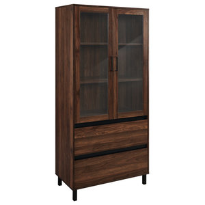 Clark 68" Glass Door Storage Hutch - Transitional - China Cabinets And  Hutches - by Walker Edison | Houzz