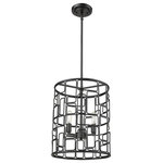 Acclaim Lighting - Amoret 3-Light Matte Black Convertible Pendant - Robust, metal drum shaped shades of open geometric designs. This convertible light fixture easily transforms from a pendant into a semi-flush mount. Amoret is also sloped ceiling compatible.