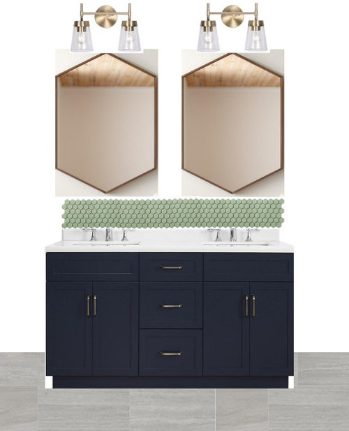 Help How Do I Finish My Green Hex Tile Backsplash In Bathroom - Tile Bathroom Vanity Backsplash