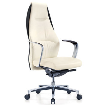 Wrigley Modern Adjustable Executive Chair Two Tone Black/White Top Grain Leather
