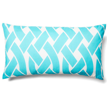 Knottica Lumbar Outdoor Pillow, Sky Blue