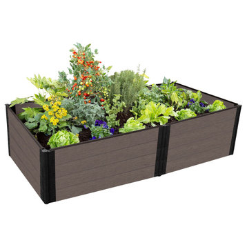 Tool-Free Weathered Wood Raised Garden Bed 4'x8'x22" 1 " profile 4 level