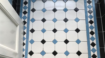 Victorian Dover White Tiles with Blue and Black Tacos