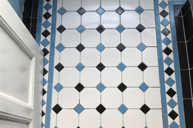 Victorian Dover White Tiles with Blue and Black Tacos