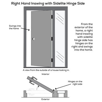 53"x81.75" 4-Lite Frosted Right-Hand Inswing Fiberglass Door With Sidelite
