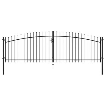 vidaXL Double Door Fence Gate with Spear Top 157.5"x59.1" Outdoor Barrier