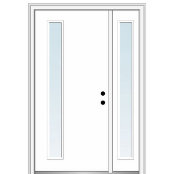 48"x80" 1 Lite Clear Left-Hand Inswing Primed Fiberglass Door, 6-9/16"
