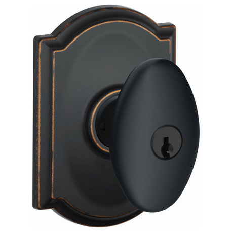 Schlage F51A-SIE-CAM Siena Keyed Entry Single Cylinder Door Knob - Aged Bronze