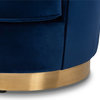 Baxton Studio Nevena Upholstered Velvet and Wood Sofa in Royal Blue and Gold