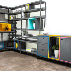Rhys Bespoke Premium Ply & Aluminium Box Section Colourful Shelves & Storage - Storage Cabinets