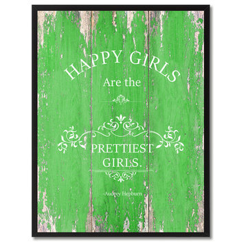 Happy Girls Are The Prettiest Girls, Canvas, Picture Frame, 13"X17"