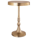 Elk Home - Dalloway Accent Table - Taking its cue from traditional design, the Dalloway Side Table features a pedestal style base supporting a round table top. Made from aluminium in a luxe gold finish, this table instantly adds a note of modern glam to a living room or hallway. The Dalloway is perfect for accenting a room while adding space to display an accent lamp or decorative objects.