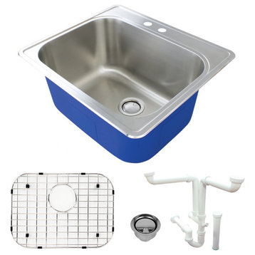 Transolid TRS_K-MTSB252212-ML2 25" Drop In Single Basin Stainless - Brushed