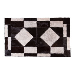Handmade Cowhide Patchwork Area Rug Rectangle Black White 6&rsquo;7&rdquo;x4&rsquo;0&rdquo; - Area Rugs