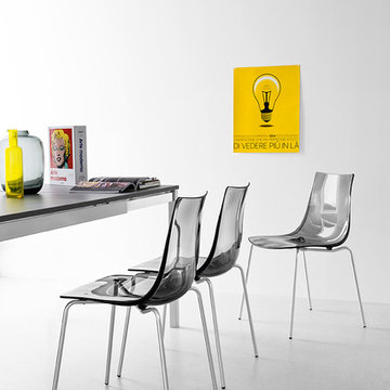 Led Chair - Chromed Frame - Transparent Smoke Grey Acrylonitrile Seat