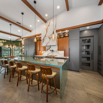 Backlit Bar & Island Seating with Designer Lighting
