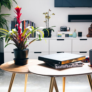 Clean Modern Media Wall in Living Room