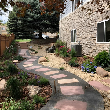 Contemporary Flagstone Path and River Rock Details