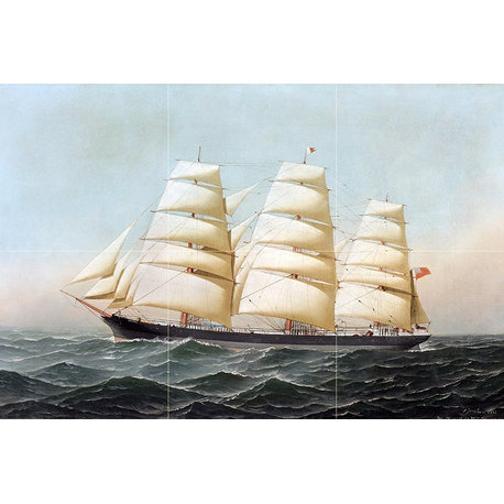 Tile Mural Kitchen Backsplash Seascape Ship Sea, Ceramic Glossy
