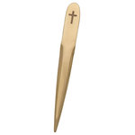 Jefferson Brass - Engraved Cross Letter Opener, Polished - A simple cross letter opener adds great significance to an everyday piece. Use as a daily reminder of your faith. Because of the handcrafted workmanship of each piece, you may occasionally be able to discern very small inclusions, imperfections, and even slight size variations. This is to be expected, and we ask that you understand that they are an inherent part of the manufacturing process. Our products, we believe, are the best that can be made today. All products are solid brass. If you receive one that has a slight discoloration, it is not a defect. It has travelled over 8,000 miles from the factory to our warehouse. Use a metal polish, such as Brasso or Wenol, to correct the discoloration. The discoloration is not a defect.
