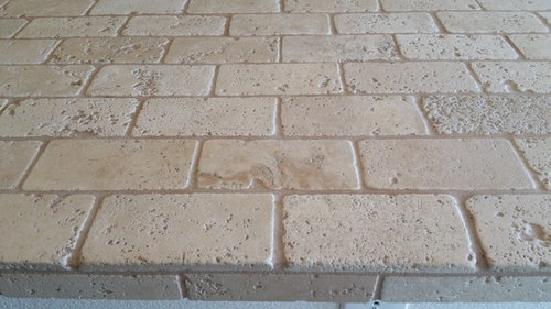 Rough Tumbled Travertine Countertop Searching For Temporary Solution