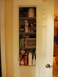Organizing closet by kitchen