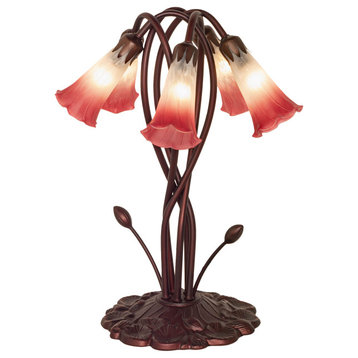 17 High Pink/White Pond Lily 5 LT Accent Lamp