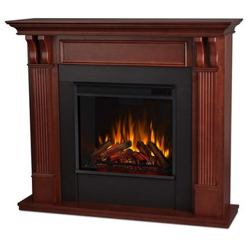 Bowery Hill Traditional Solid Wood Electric Fireplace in Mahogany