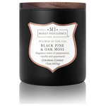 MVP Group International Inc. - Manly Indulgence Black Pine & Oak Moss Scented Jar Candle, Signature, 15 oz - Classic masculine fragrances fuse with unexpected ingredients for a truly gender free experience.Visit the great outdoors without leaving your living room with Black Pine and Oak Moss. This deep, earthy fragrance will have you feel like you're digging your fingers in the fresh mountain earth.Escape to a rugged mountain cabin tucked amidst tall pines with Black Pine & Oak Moss. The perfect blend of pine, peppermint, and vanilla finishes cleanly like a breath of fresh mountain air.The Signature Collection by Manly Indulgence is inspired by traditionally masculine fragrances that combine with fresh, organic elements. This collection explores both edgy and soft aromas for different personalities.  Featuring wooden wicks and matching wooden lids, the Signature collection is as unique as you are.