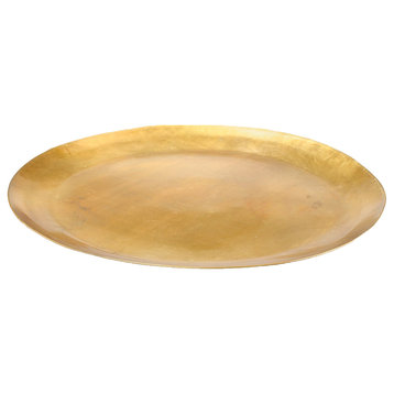 Serene Spaces Living Gold Round Brass Tray, 16.5" Diameter & 0.5" High