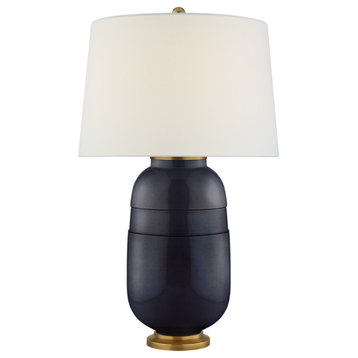 Newcomb Medium Table Lamp in Mixed Blue Brown with Linen Shade
