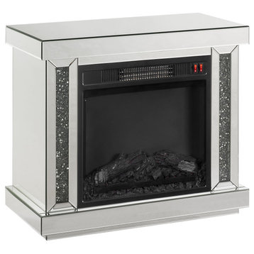 Noralie Fireplace, LED, Mirrored and Faux Diamonds