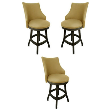 Home Square 26" Wood Counter Stool in Tan & Dark Shadow - Set of 3