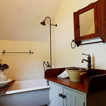 New Jersey Restored Farm House with a Primitive Mustard Kitchen