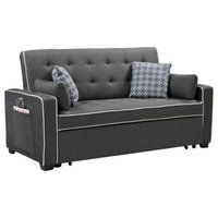Austin Gray Fabric Sleeper Sofa with 2 USB Charging Ports and 4 Accent Pillows